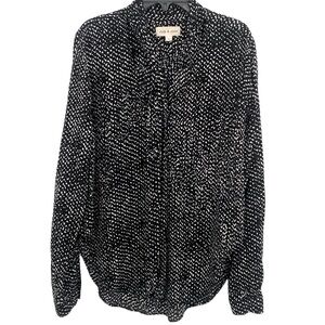 Cloth & Stone Hi-Low Long Sleeved Tie Neck Blouse Top